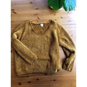 Gold velour knit sweater